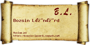 Bozsin Lénárd névjegykártya